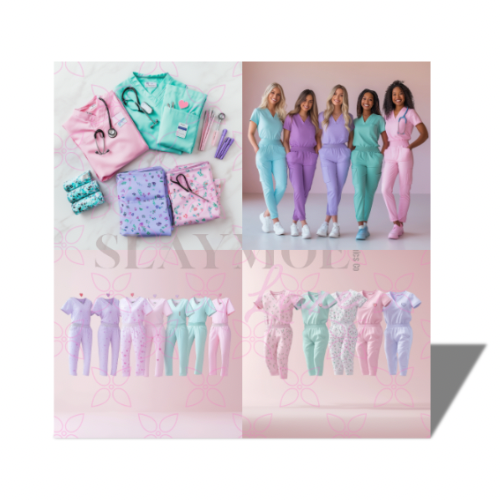 AI-Generated Stock Image Bundle: Medical Scrubs Edition (4-Pack)